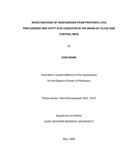 Investigations of Anaplerosis from Propionyl-Coa