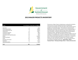 2013 Major Projects Inventory