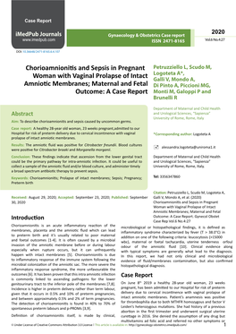 Chorionamniositis and Sepsis in Pregnant Woman with Vaginal