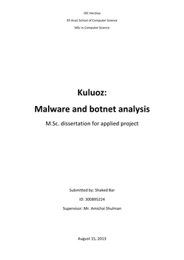 Kuluoz: Malware and Botnet Analysis