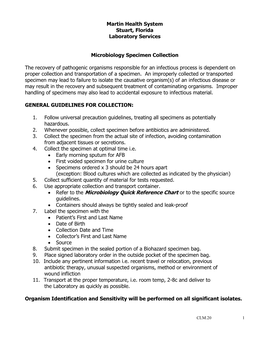 Microbiology Specimen Collection