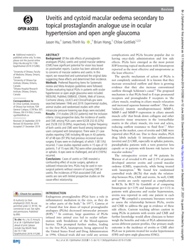 Uveitis and Cystoid Macular Oedema Secondary to Topical Prostaglandin