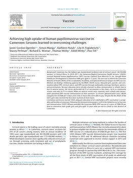 Achieving High Uptake of Human Papillomavirus Vaccine in Cameroon