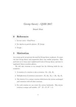 Group Theory - QMII 2017