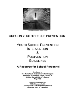 Oregon Youth Suicide Prevention Guidelines