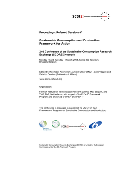 Sustainable Consumption and Production: Framework for Action