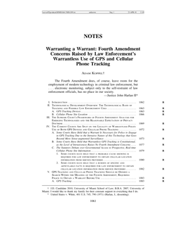 Fourth Amendment Concerns Raised by Law Enforcement's Warrantless Use of GPS and Cellular Phone Tracking