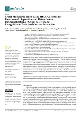 Chiral Monolithic Silica-Based HPLC Columns for Enantiomeric