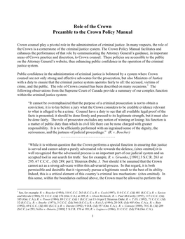 Role of the Crown Preamble to the Crown Policy Manual