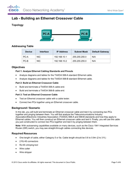 Lab - Building an Ethernet Crossover Cable