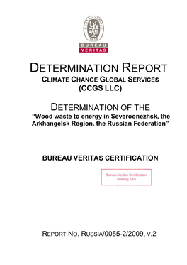 Determination Report Climate Change Global Services (Ccgs Llc)