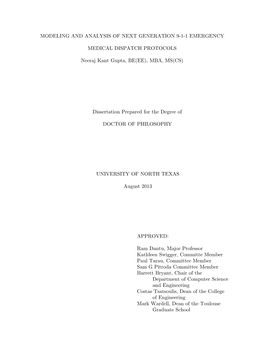 Modeling and Analysis of Next Generation 9-1-1 Emergency Medical Dispatch Protocols