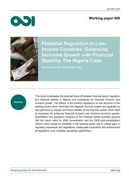 Financial Regulation in Low- Income Countries: Balancing Inclusive Growth with Financial Stability