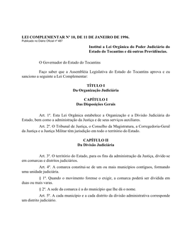 Lei Complementar Nº 10, De 11 De Janeiro De 1996