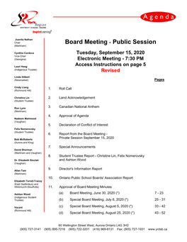 Board Meeting - Public Session (Markham)