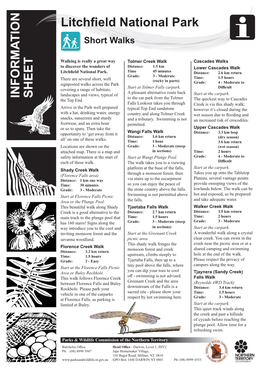 Litchfield National Park Short Walks Information Sheet and Map