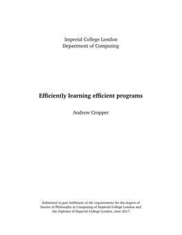 Efficiently Learning Efficient Programs