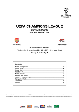 Uefa Champions League Season 2009/10 Match Press Kit