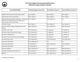 2020-2021 Academic Calendar