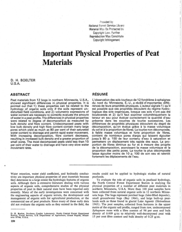 Important Physical Properties of Peat Materials