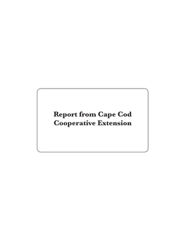 Report from Cape Cod Cooperative Extension
