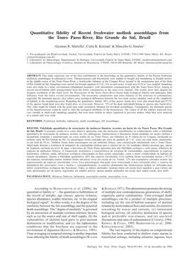 Quantitative Fidelity of Recent Freshwater Mollusk Assemblages