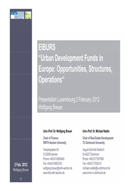 EIBURS “Urban Development Funds in Europe: Opportunities, Structures, Operations“