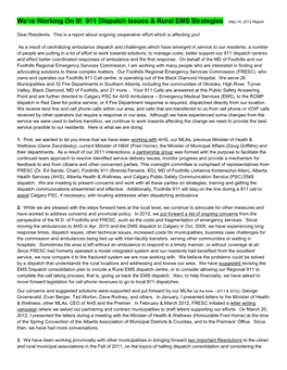 911 Dispatch Issues & Rural EMS Strategies May 14, 2012 Report