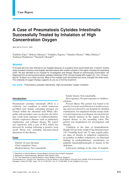 A Case of Pneumatosis Cytoides Intestinalis Successfully Treated by Inhalation of High Concentration Oxygen