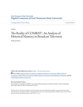 The Reality of COMBAT!: an Analysis of Historical Memory in Broadcast Television Kaleb Q