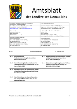Amtsblatt Des Landkreises Donau-Ries