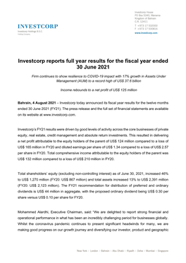 FY21 Press Release