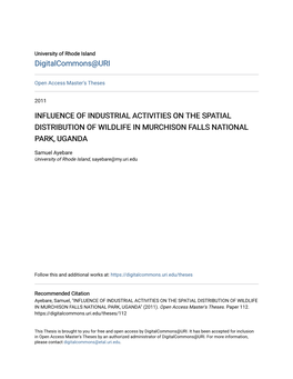 Influence of Industrial Activities on the Spatial Distribution of Wildlife in Murchison Falls National Park, Uganda