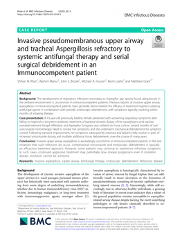 Invasive Pseudomembranous Upper Airway and Tracheal Aspergillosis