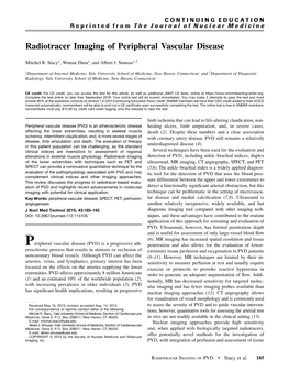 Radiotracer Imaging of Peripheral Vascular Disease