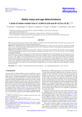 Stellar Mass and Age Determinations �,�� I