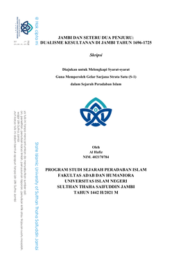 DUALISME KESULTANAN DI JAMBI TAHUN 1696-1725 Skripsi