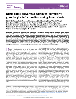 Nitric Oxide Prevents a Pathogen-Permissive Granulocytic Inflammation During Tuberculosis