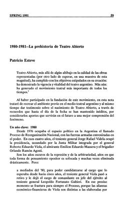 1980-1981-La Prehistoria De Teatro Abierto Patricio Esteve