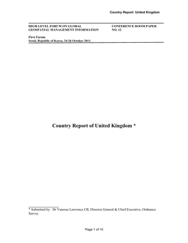 Country Report of United Kingdom *