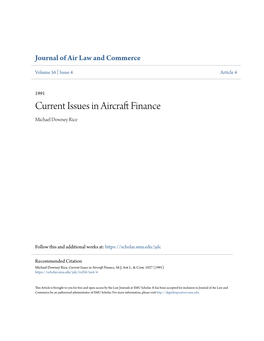 Current Issues in Aircraft Finance