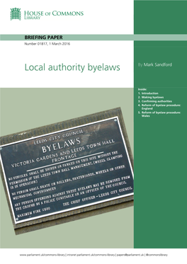 Local Authority Byelaws