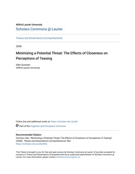 The Effects of Closeness on Perceptions of Teasing