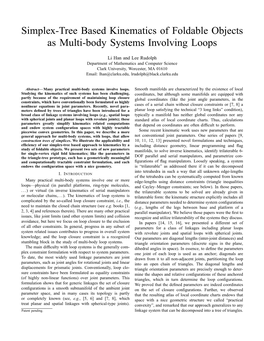 Simplex-Tree Based Kinematics of Foldable Objects As Multi-Body Systems Involving Loops