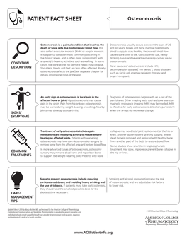 PATIENT FACT SHEET Osteonecrosis