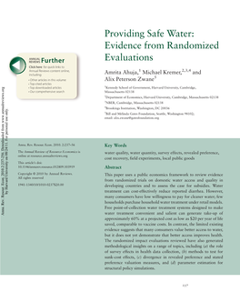 Providing Safe Water: Evidence from Randomized Evaluations