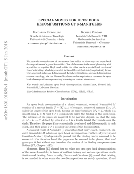 Special Moves for Open Book Decompositions of 3-Manifolds