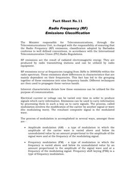 Fact Sheet No.11 Radio Frequency (RF) Emissions Classification