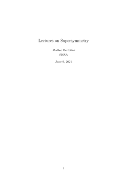 Lectures on Supersymmetry