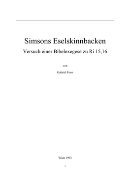 Simsons Eselskinnbacken Versuch Einer Bibelexegese Zu Ri 15,16